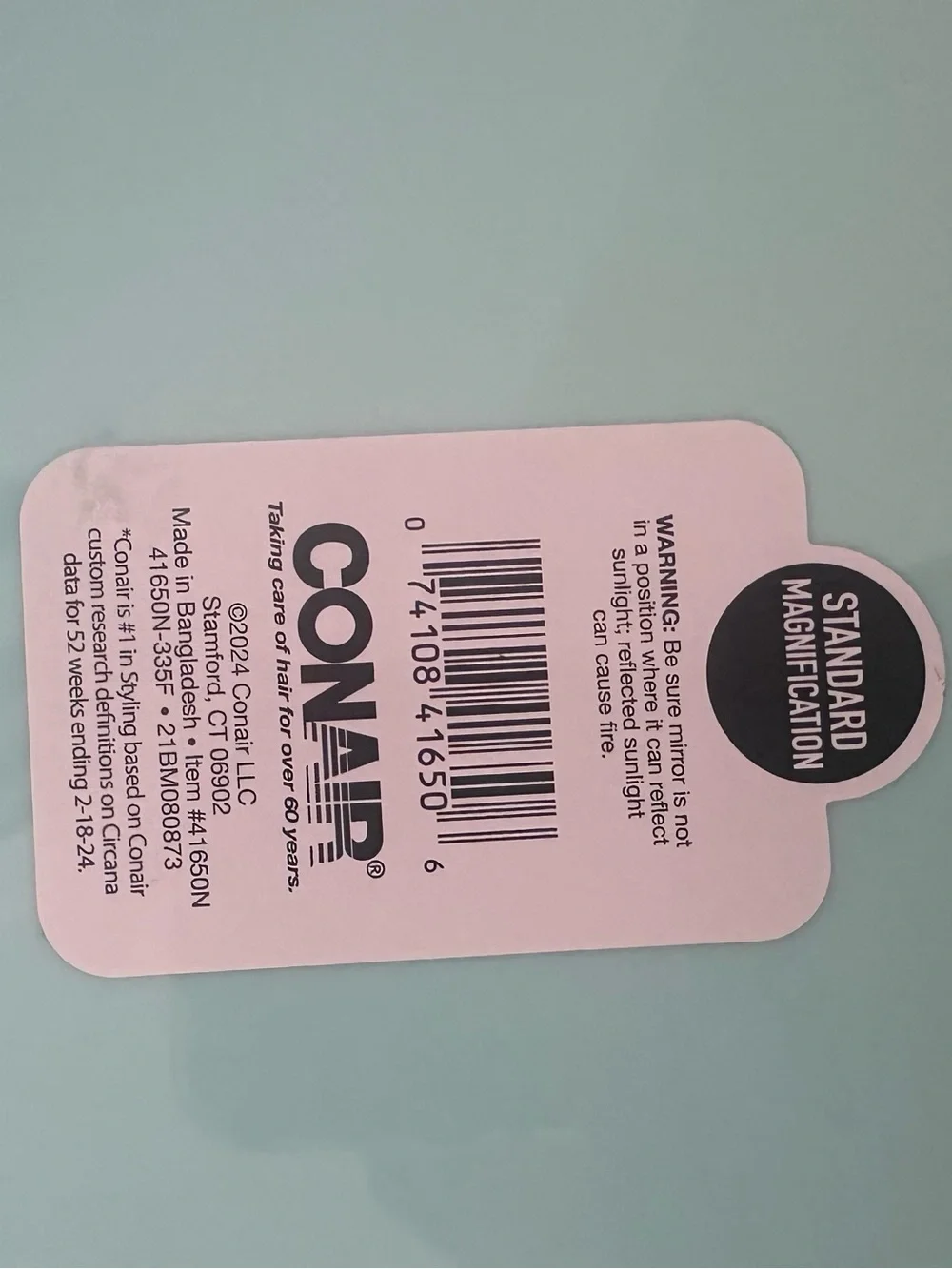 Large Handheld Mirror in Mint Green